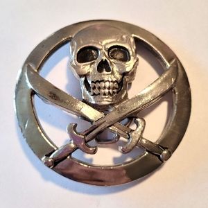 Pirate Skull and Crossed Swords Heavy Metal Buckle